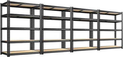 REIBII 2200LBS Storage Shelves 5 Tier Garage Shelving Heavy Duty Adjustable Garage Shelves, Utility Rack Shelf, Shelving Units for Storage Warehouse Pantry Closet, 35.5" W x 11.9" D x 72" H, 4 Pack