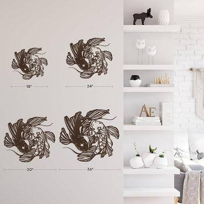 SIGNLEADER Metal Wall Art Decor Carp Minimalist Modern Abstract Wall Sculpture Hangings Home Decoration for Living Room, Bedroom, Bathroom, Kitchen, Outdoor - 24" Bronze