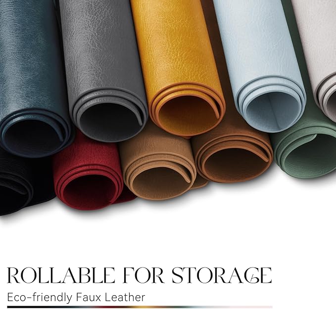 MOSAYT Vinyl Placemats Set of 4-12 X 17 Inch - Faux Leather 100% Waterproof Oil-Proof Wipeable PU Place Mats, Heat Resistant Reversible Table Mats for Kitchen, Dining, Outdoor (Reddish Brown)