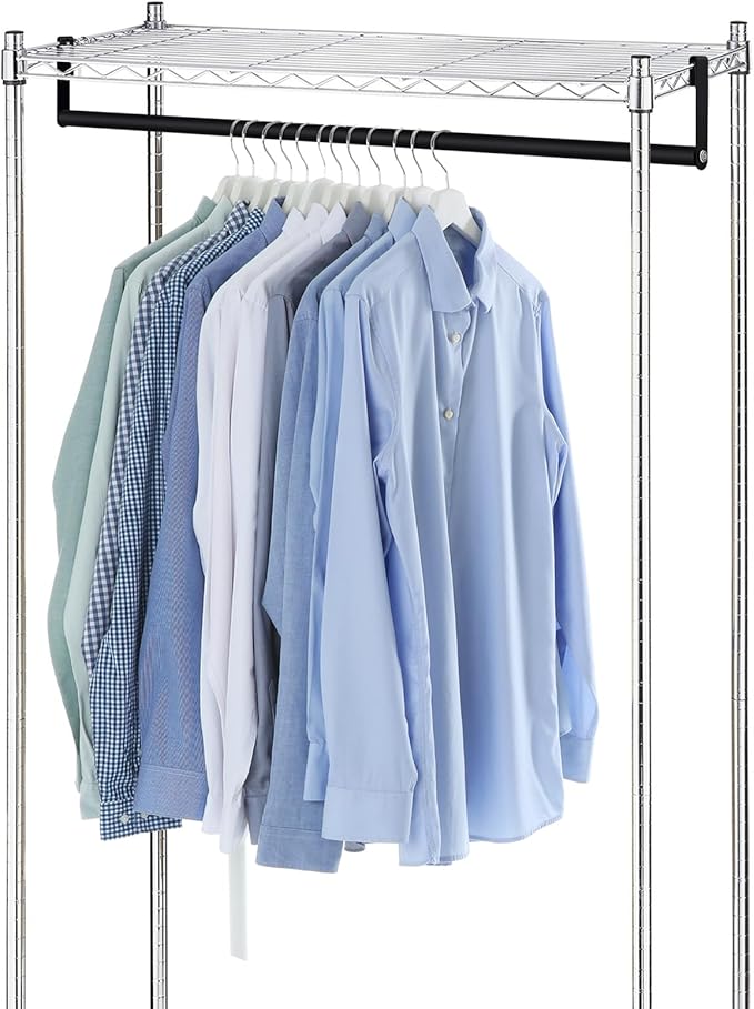 2 Pack Wire Shelving Garment Hanger Bar Wire Shelving Accessories Industrial Closet Clothes Rods for Home Retail Store(Black,48 Inch)