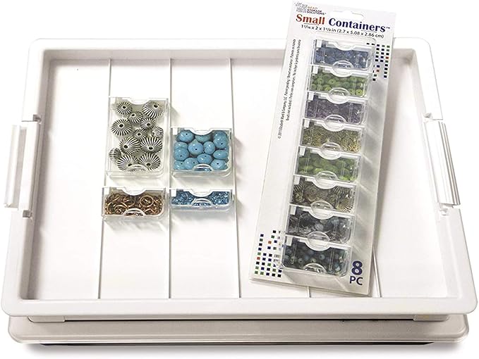 Bead Storage Solutions Elizabeth Ward Plastic Organizer Tray with Clear Snap Shut Lid for Sorting Craft Supplies, Fasteners, Crystals (2 Pack)