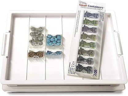 Bead Storage Solutions Elizabeth Ward Plastic Organizer Tray with Clear Snap Shut Lid for Sorting Craft Supplies, Fasteners, Crystals (2 Pack)
