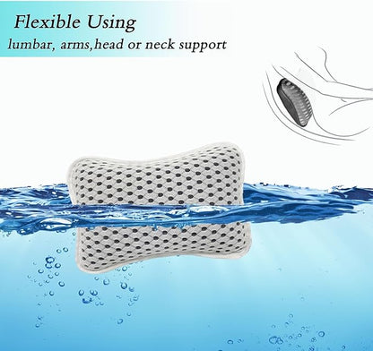 Bath Pillows for tub,Home Spa Pillows for Bathtub, Hot Tub,Head and Neck Support with 2 Strong Suction Cups,Grey