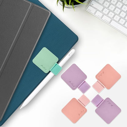 ProCase (5 Pack Pen Loop Holder for Notebooks Journals Planners Tablet Case, Self Adhesive Leather Pencil Holder with Elastic Loop for Pens, Apple Pencil, Stylus Pen -Pink/Purple/Mint