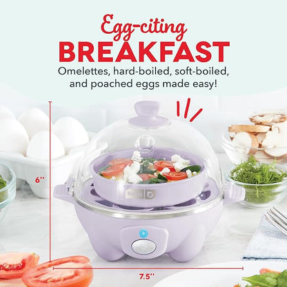 Dash Rapid Egg Cooker - Boiler,Poacher & Steamer - Includes Measuring & Recipe Guide - Dishwasher Safe - BPA Free - Holds 7 Eggs,Lavender,(Pack of 4)