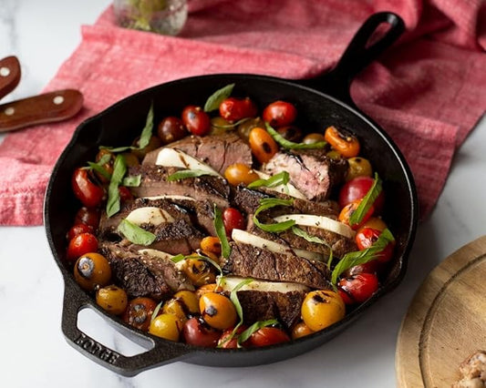 Lodge Cast Iron Skillet with Red Silicone Hot Handle Holder, 10.25-inch