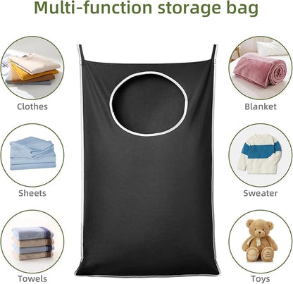 KEEPJOY XL 2-Pack Door Hanging Laundry Hamper, Size 36.5X22.5 Inch Door Hamper Bag with Large Opening and Sturdy Hooks for All Family Laundry Storage bag (Black-2Pack)