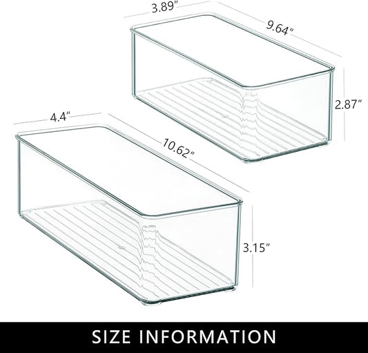 Qilinba 8 PACK Drawer Organizers Deep Drawer Organizer Bins Silverware Organizer Clear Stackable Storage Bins for Bathroom, Pantry, Office, Vanity, Desk Organization and Storage