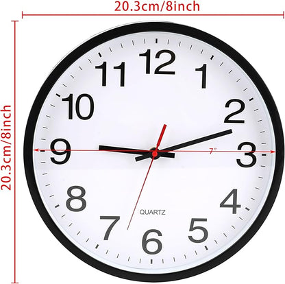 OceeK Wall Clock, Silent Non-Ticking, Modern Small Wall Clocks 8 Inch, Quality Quartz Battery Operated Analog Classic Clocks,Round