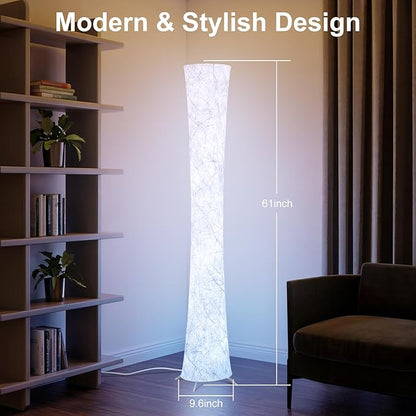 WORLD WIN LED Floor Lamp for Living Room, 61'' Modern Floor Lamp with 3 Color Temperature Light, APP & Remote Control, Timer Setting, Dimmable Standing Corner Lamps for Bedroom, Office