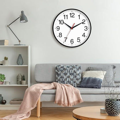 Rohioue 18 Inch Wall Clock, Modern Battery Operated Wall Clocks, Silent Non Ticking Large Analog Clock for Living Room, Office, Home, Bedroom, Kitchen, Bathroom(Black)