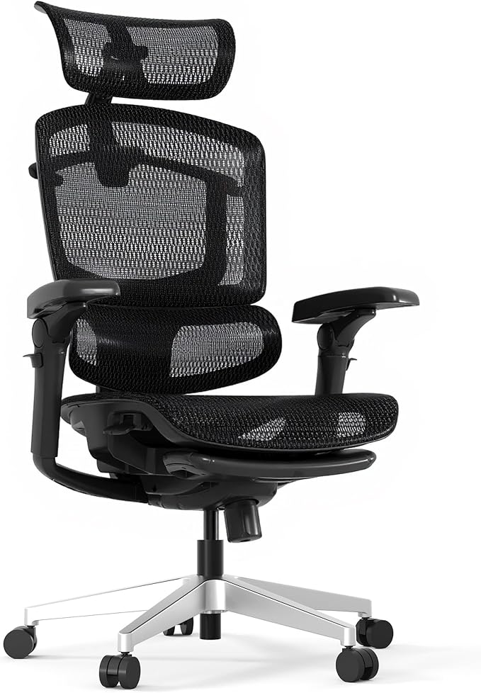 FLEXISPOT ErgoX-PRO Ergonomic Office Chair with Footrest Black – AeroWeave 5.0 Mesh Seat, 5D Lumbar, 7D Armrests, 4D Headrest, 551LBS Capacity – Office, Gaming, Home