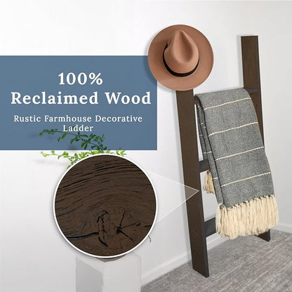 BARNWOODUSA Throw Blanket Ladder – Fully Assembled Reclaimed Wood – Rustic Decorative Ladder for Towels, Quilts, & More – Perfect Farmhouse Decor for Bathroom, Porch, or Living Room,3ft.