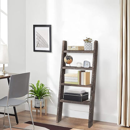 KIAYACI 4-Tier Blanket Ladder Shelves Farmhouse Decorative Ladder Wood Shelves Quilt Rack Wood Ladder Blanket Ladder for The Living Room Boho Shelf Decor(Vintage Walnut, 48" x 22")