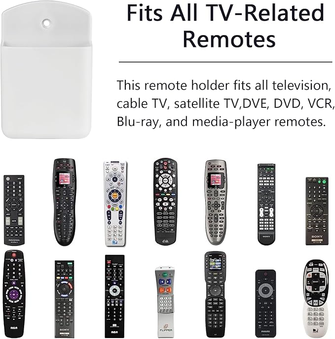 2 Pcs Remote Control Holder Wall Mount, TV Controller Holder, Self Adhesive Remote Holder, Wall Pen Holder Storage Accessories for Home Office School (White)