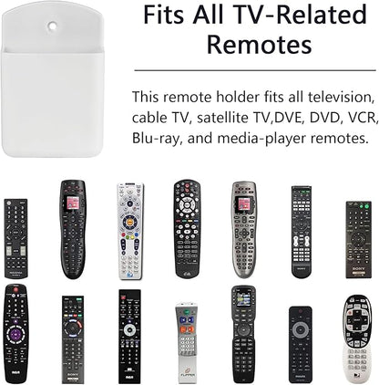 4 Pcs Remote Control Holde Wall Mount, TV Controller Holder, Self Adhesive Remote Holder, Wall Pen Holder Storage Accessories for Home Office School (White)