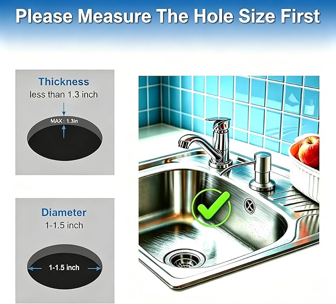 Husfunov Soap Dispenser for Kitchen Sink, Built in Sink Soap Dispenser (Brushed Nickel), Countertop Dish Soap Dispenser Stainless Steel Pump with 47" Extension Tube kit, No Need to Frequent Refills