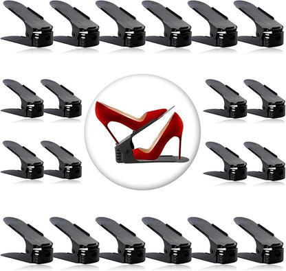 Neprock Shoe Slots Organizer, 20 Pack Adjustable Shoe Rack Stacker Storage Space Saver, Double Deck Shoe Rack Holder for Closet Organization (Black)