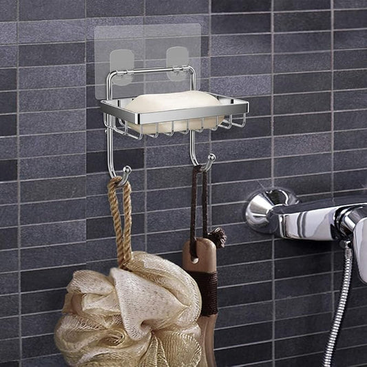 ODesign Soap Dish Sponge Holder with Hook for Bathroom Shower Kitchen Wall Mounted Rustproof Stainless Steel