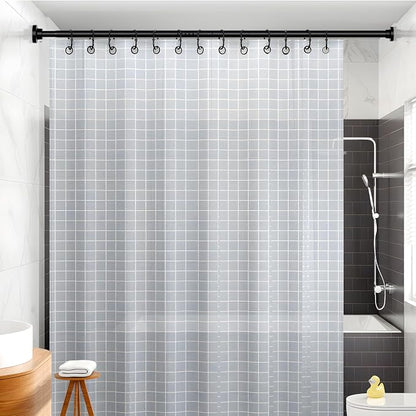 MEXAU Black Tension Curtain Rod 40-183 Inch Long Tension Rod 1.26" Spring Tension Curtain Rod Adjustable Curtain Rods No Drilling Tension Shower Rod Curtain Tension Rod for Bathroom Windows Doorways