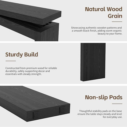 Black Console Tables for Entryway Living Mid-Century, Rectangular Sofa Tables Narrow Long Behind Couch, Wooden Entry Way Foyer Hallway Table for Home, Living Room, Apartment, Black