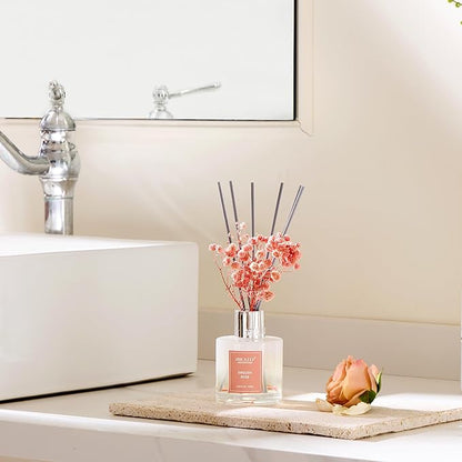 Airkeep Reed Diffuser Set,3.38 fl oz (100 ml) - English Rose Oil Diffusers with 8 Reed Sticks, Home Fragrance Reed Diffuser for Bathroom Shelf Decor