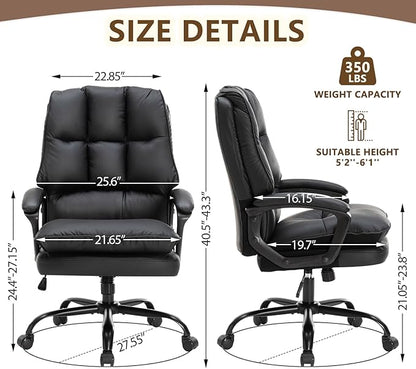 Comfy Office Chair Soft and Double Padded Computer Desk Chairs for Long Hours Executive Office Chair with Height Adjustment Work Chairs for Home Black