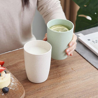 Wheat Straw Cups Set of 4, Unbreakable Drinking Cup Reusable Plastic Cups Dishwasher Safe for Kitchen Party Camping