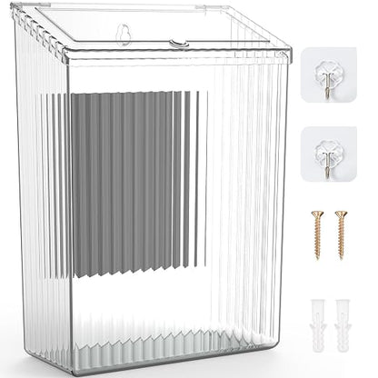 Sealegend Magnetic Slim Trash Can Wastebasket with Lid, Lint Bin, Storage Bins Perfect for Kitchen, Fridge, Cabinet, Bathroom, Laundry Room Organization, Clear