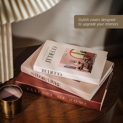 Decorative Books for Home Decor - Coffee Table Hardcover Book Set of 3 - Faux Books for Decoration for Coffee Table, Living Room, Bookshelf - Blank Pages, Foil Stamping - Removable Covers