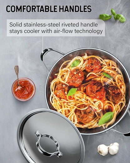 Cooks Standard Classic 12 Quart Stock Pot with Lid, Stainless Steel Pasta Pot