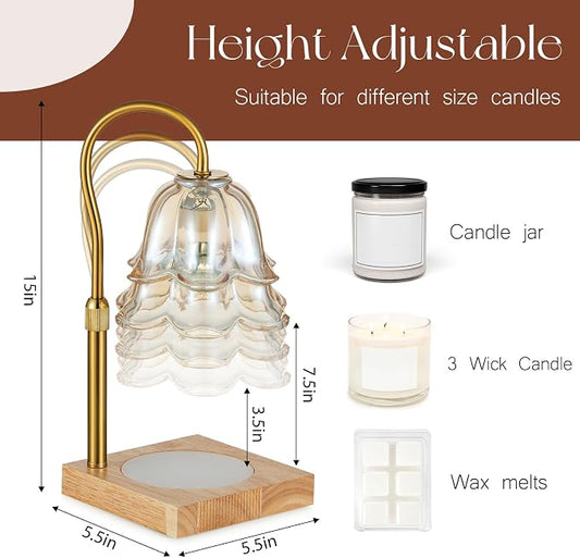 Candeldo Candle Warmer Lamp with Timer: 7 Colors LED Changing Flower Candle Warmers with 2 Blubs Dimmable Wax Melt Home Decor Birthday Mom Birthday Gift for Women