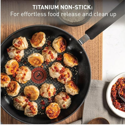 T-Fal Ultimate Hard Anodized Nonstick Fry Pan With Lid 10 Inch, Oven Broiler Safe 400F, Lid Safe 350F, Cookware, Kitchen, Home, Versatile Frying Pan, Skillet, Pots and Pans, Dishwasher Safe, Black