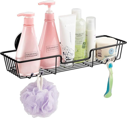 SANNO Suction Cups Shower Caddy, Bathroom Storage Combo Organizer,Rustproof Wire Basket for Kitchen Bathroom Accessories - Stainless Steel,Black