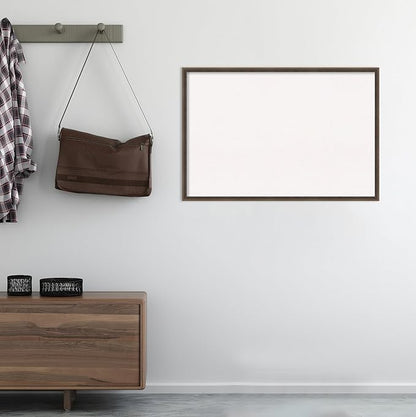 Amanti Art White Cork Board for Wall, 25x37 Vision Board with Brown Wood Frame, Large Corkboard Office Decor for Home Organization, Modern Contemporary Corkboard Pinboard to display items for home