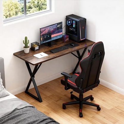 Heavy Duty Office Desk Industrial Grade Computer Desk with 1" Thick Desktop & 1 mm Reinforced Metal Frame Sturdy Workstation for Home Office Gaming Dorm 47.2" W x 23.7" D x 29" H