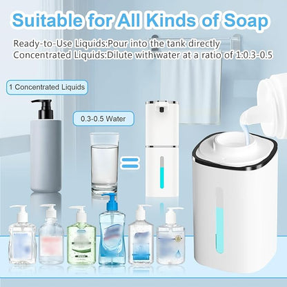 OHIFAST Automatic Liquid Soap Dispenser Touchless, USB Rechargeable Smart Hand Soap Dispenser, 9-Level Adjustable, Physical Button Operation, 13.5oz/400mL Wall Mounted for Bathroom Kitchen Dish Soap