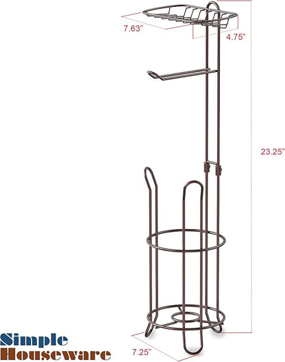 Simple Houseware Bathroom Toilet Tissue Roll Holder Stand with Cell Phone Shelf, Bronze