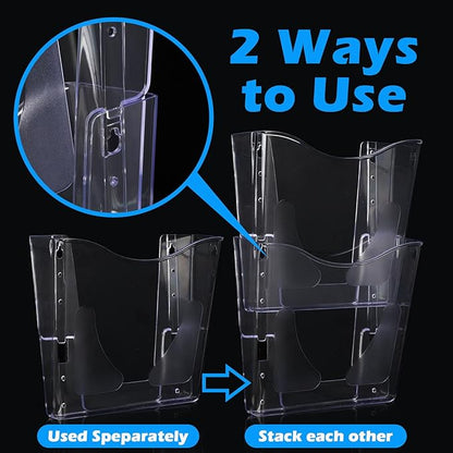 10 Pack Acrylic Wall Pocket File Holders Single Pocket Wall Mount File Organizer Hanging Mail Magazines Organizers for Office Home Classroom(Transparent)