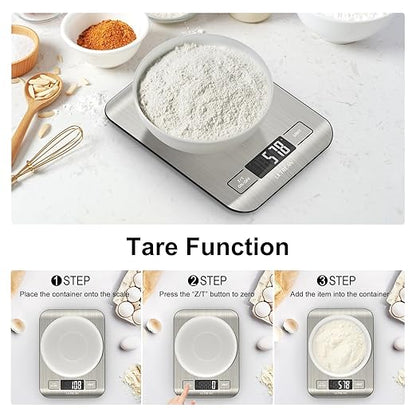 Ultrean Food Scale, 33lb Digital Kitchen Scale for Food Ounces Grams, 304 Stainless Steel, Type-C Charging and Batteries, Perfect for Meal Prep, Cooking, and Baking
