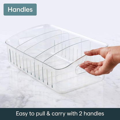 YouCopia FreezeUp Freezer Bin 15", BPA-Free Clear Fridge Organizer with Adjustable Dividers and Handles for Frozen Food and Leftovers