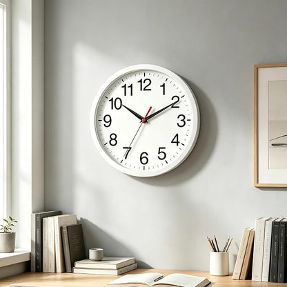 Rohioue Wall Clock Modern 8 Inch Battery Operated Silent Non Ticking Small Analog Clock Decorative for Bedroom Kitchen Bathroom Office Home (White)