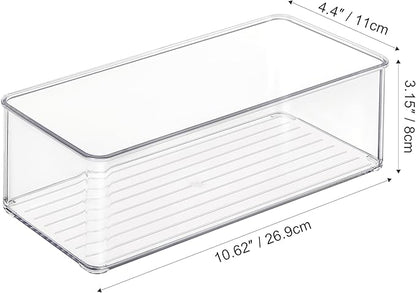 Heyuzb 4 PACK Freezer Organizer Bins Clear Stackable Storage Bins for Fridge Organization and Storage