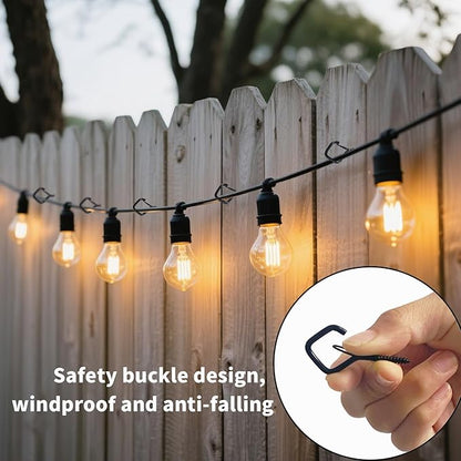 Screw Hooks 1.65 Inch, Small Metal Ceiling Hooks for Outdoor String Lights, Wind Chimes, Lanterns, and Hanging Decorations Indoor and Outdoor (Black, 30 Pcs)