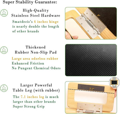 Smatdecis Couch Arm Tray Table Sofa Arm Clip, Armrest Tray Table Suitable for Home Drinks/Fast Food/Fruit Etc, Large Size Multi-Function Natural(Dual Phone/Tablet Holder)
