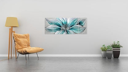 YHSKY ARTS Flower Metal Wall Art - Hand Crafted 5 Panels Aluminum Sculpture for Living Room Bedroom Decor