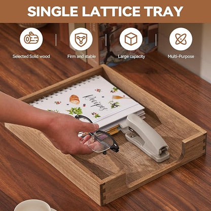 Kirigen Wood Letter-Size Tray Single-Tier(TP-DBR)- Wooden Tones Collection Front-Load Documents Tray for Office Desktop Organizer - Desk Magazine, File, Folder, Paper Holder Drak Brown