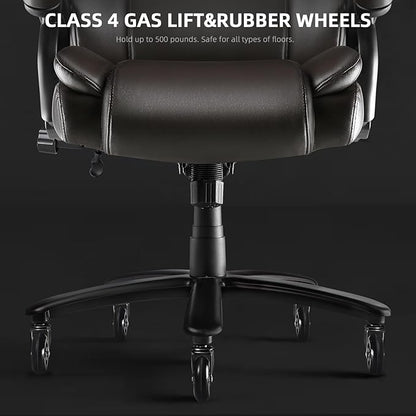 VITESSE 500lbs Heavy Duty Office Chair for Low Back Pain Relief, Big and Tall Office Chair with Ergonomic Lumbar Support, High Back Executive Chair with Quiet Rubber Wheel