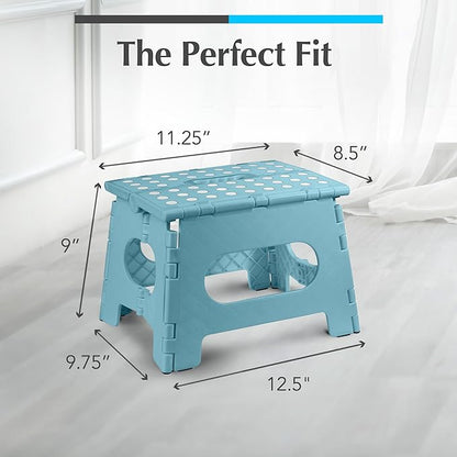Handy Laundry Folding Lightweight Step Stool - Sturdy Enough to Support Adults - Opens Easy with One Flip - Great for Kitchen, Bathroom or Bedroom (Teal | 2-Pack)