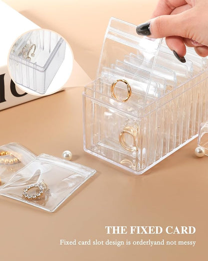HOMEHIVE Acrylic Jewelry Box Organizer, Clear Jewelry Organizer and Storage with 20 Portable Anti Tarnish Jewelry bags, Travel Jewelry Case for Earrings/Rings/Necklaces Gifts for Women Girls, Clear